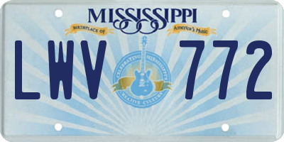 MS license plate LWV772