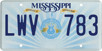 MS license plate LWV783