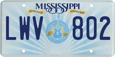 MS license plate LWV802
