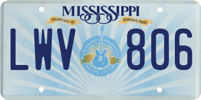 MS license plate LWV806