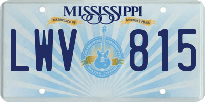 MS license plate LWV815