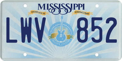 MS license plate LWV852