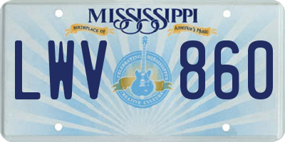 MS license plate LWV860