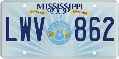 MS license plate LWV862