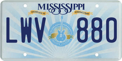 MS license plate LWV880