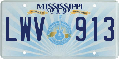 MS license plate LWV913