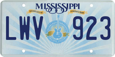 MS license plate LWV923