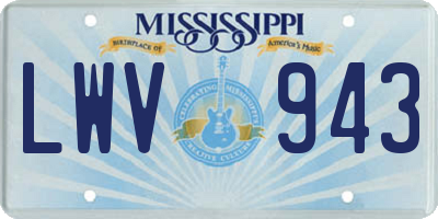 MS license plate LWV943