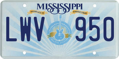 MS license plate LWV950