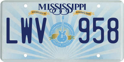 MS license plate LWV958