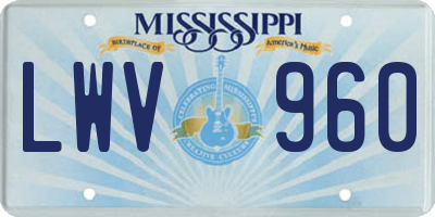 MS license plate LWV960