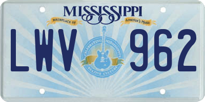 MS license plate LWV962
