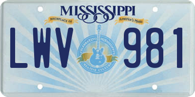 MS license plate LWV981