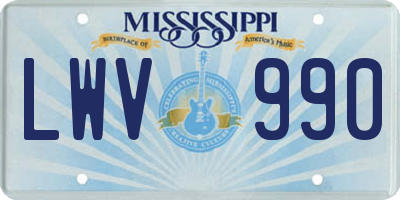 MS license plate LWV990