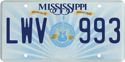 MS license plate LWV993