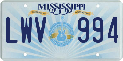 MS license plate LWV994