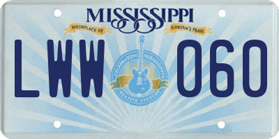 MS license plate LWW060