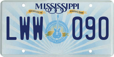 MS license plate LWW090
