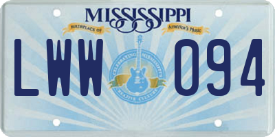 MS license plate LWW094