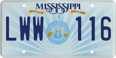MS license plate LWW116