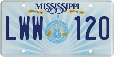 MS license plate LWW120