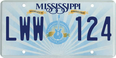 MS license plate LWW124