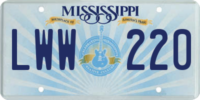 MS license plate LWW220