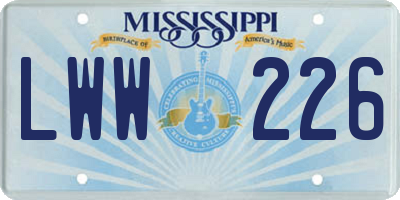 MS license plate LWW226