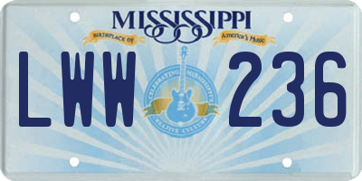 MS license plate LWW236