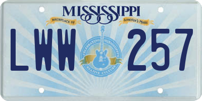 MS license plate LWW257