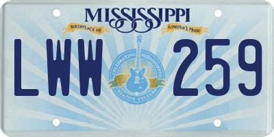 MS license plate LWW259