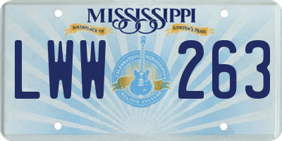 MS license plate LWW263