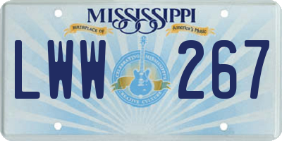 MS license plate LWW267