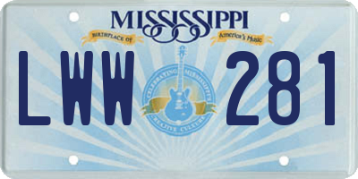 MS license plate LWW281