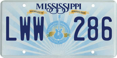 MS license plate LWW286