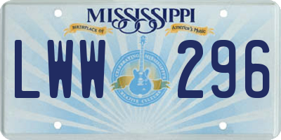 MS license plate LWW296