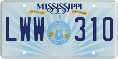 MS license plate LWW310