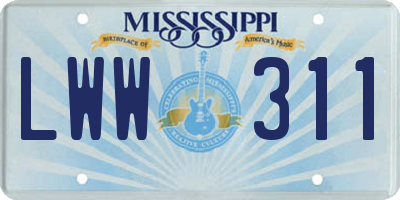 MS license plate LWW311