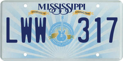 MS license plate LWW317