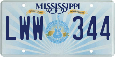 MS license plate LWW344