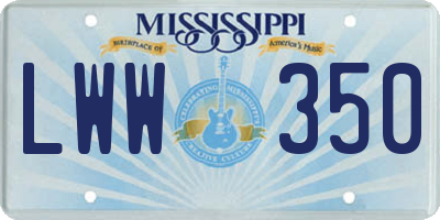 MS license plate LWW350