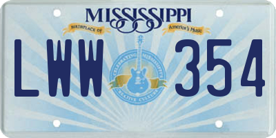 MS license plate LWW354