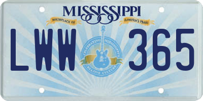 MS license plate LWW365