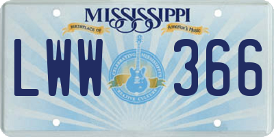 MS license plate LWW366