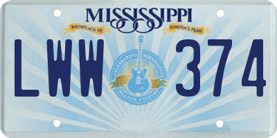 MS license plate LWW374