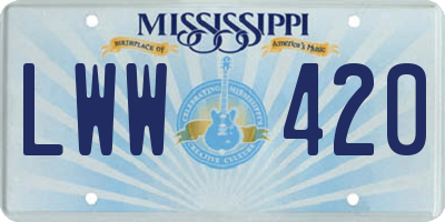 MS license plate LWW420