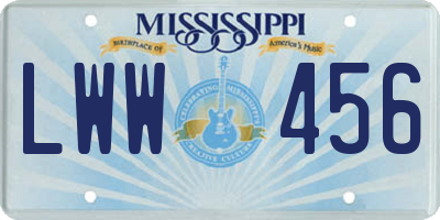 MS license plate LWW456