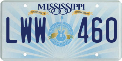 MS license plate LWW460