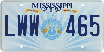 MS license plate LWW465