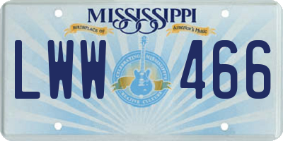 MS license plate LWW466